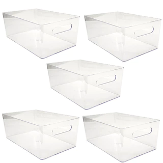 Kit 5 Organizador Caixa Acrilico Multiuso Armario Geladeira