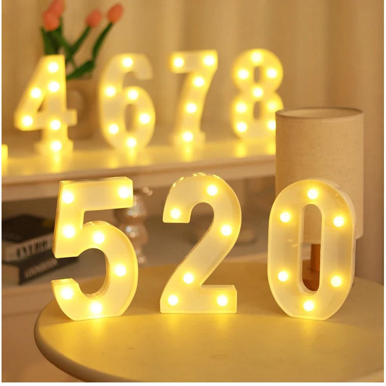Kit 2 peças Numero Led Luminária 3D Decorativa Branco 16CM / 21CM ...