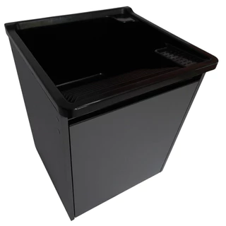 Tanque de Lavar Roupas 26l Gabinete Armário Cinza Suspenso Com Base Para Torneira