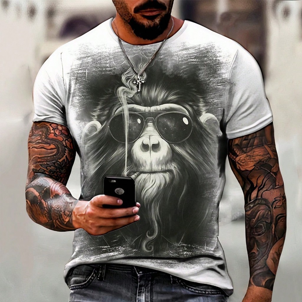 Camisa Camiseta Macaco Fumando Erica | Shopee Brasil