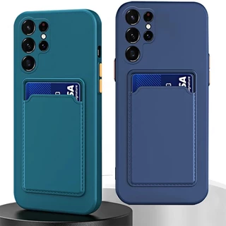 Estojo Para Carteira De Cartão Samsung Galaxy S24 Ultra Plus S23 S22 Ultra Plus S23 FE Capa Traseira Em Silicone Macio À Prova De Choque