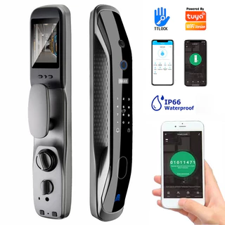 Intelar WIFI APP Fechadura de porta com impressão digital Fechadura de porta de entrada sem chave, fechaduras de porta com teclados, maçaneta, código de acesso, impressão digital e desbloqueio com chave Duty Free - Em estoque