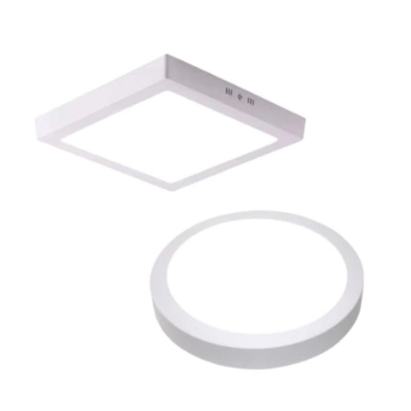 kit 4 Painel Sobrepor 18w 22,5cm Quadrado ou Redondo Aluminio 3000K 4000K 6500K luminaria plafon