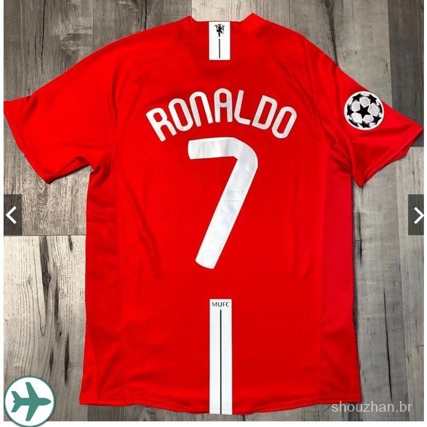 Retro Manchester 2007/2008 Século Estilo Ronaldo Futebol reversível #7 Camisa