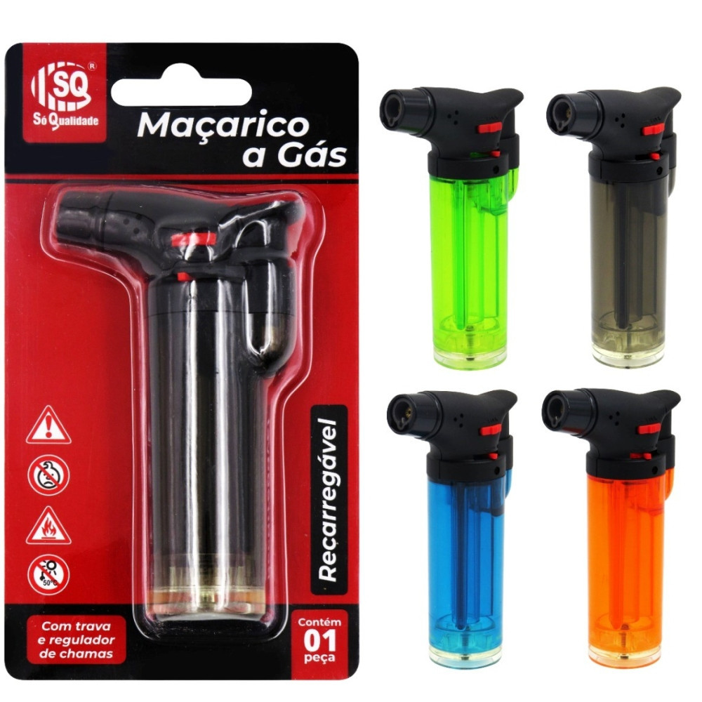 Mini Maçarico A Gás Recarregável Regulador de Chamas - SQ