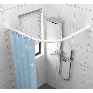 Porta Cortina Banheiro Box Varão Tubo Curvo De Aço Em L
