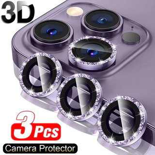 Protetor De Lente De Câmera Vidro iPhone 11 12 13 Pro Max Mini 15 14 3pcs