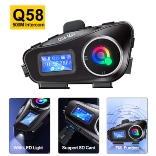 Capacete Intercomunicador De Tela Grande Motocicleta Bluetooth BT5.3 Q58 Interfone Com Luz LED FM Suporte SD