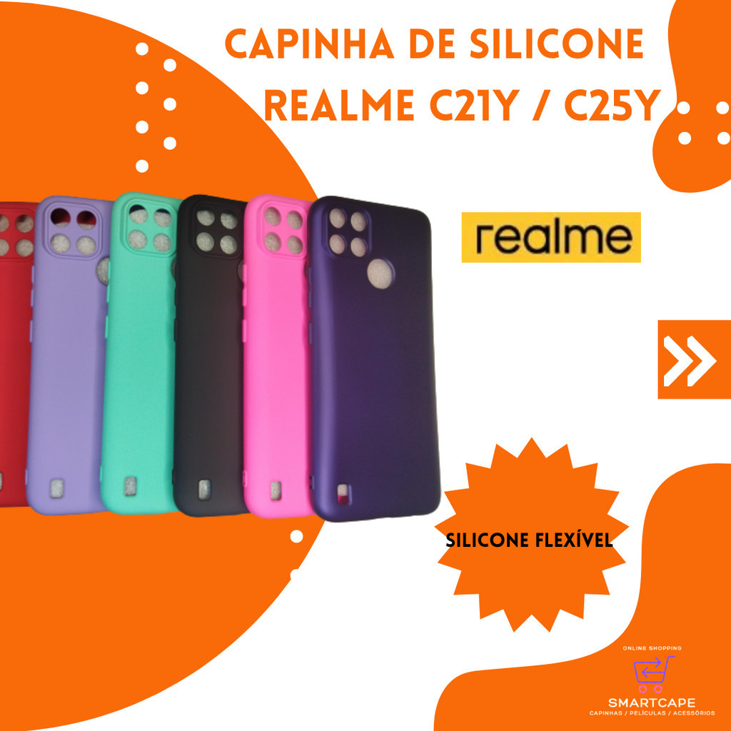 Capa Capinha Case Colorida Silicone Aveludada - Realme C21Y / C25Y