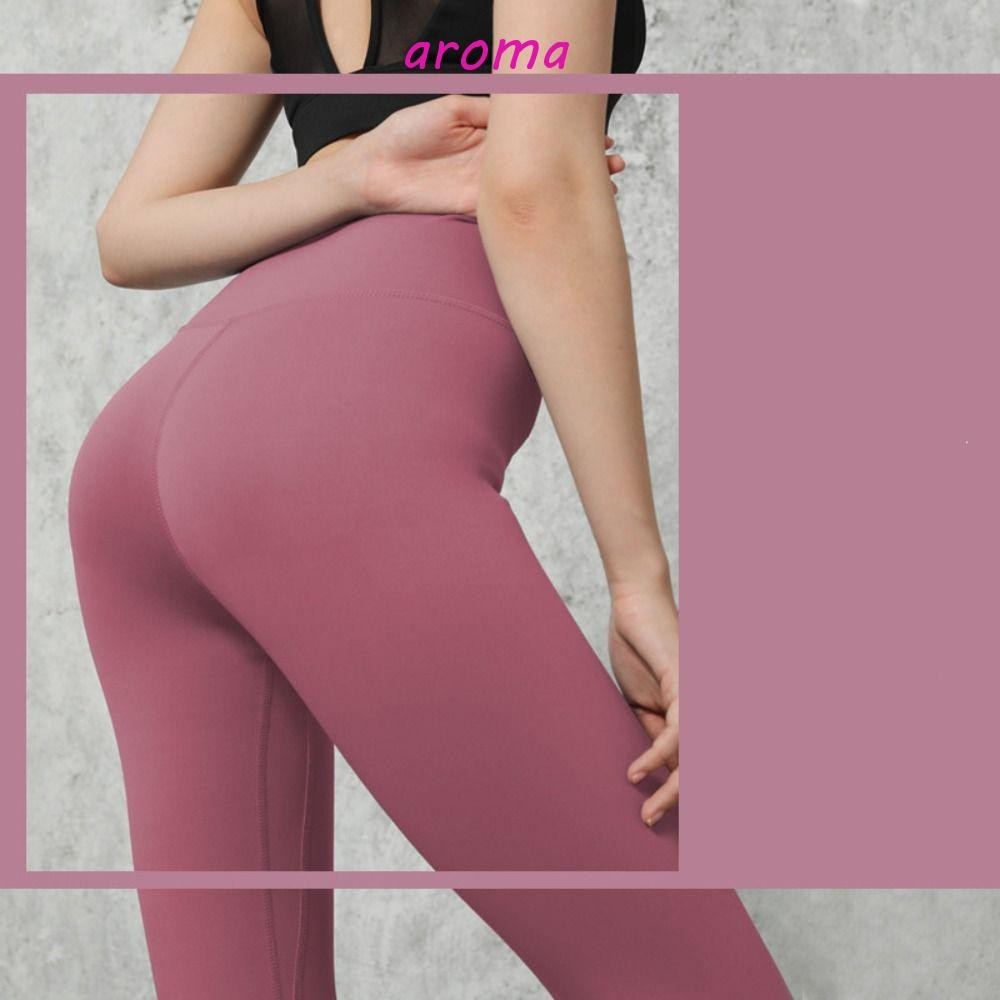 Calças De Yoga De Cor Sólida Sem Costura Leggings Esportivas