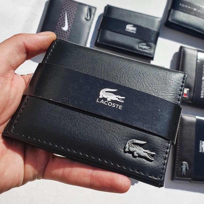 Carteira De Couro Masculina Modelo L Porta Moedas em Ziper