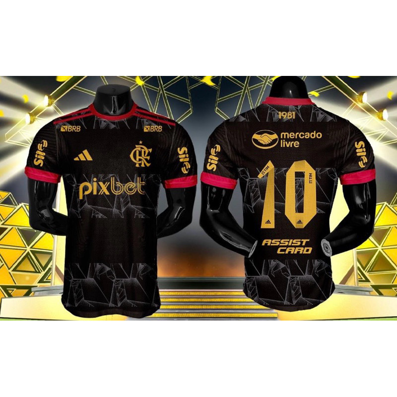 Camisa Camiseta do Time do Flamengo Preto e Dourado 2024 | Shopee Brasil