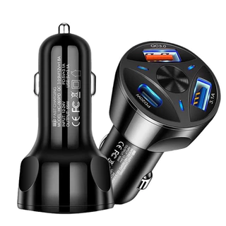 Qc3.0 Carregador Do Telefone Móvel Do Carro De Carregamento Rápido Adaptador 3 Portas Soquete em Oferta na Shopee