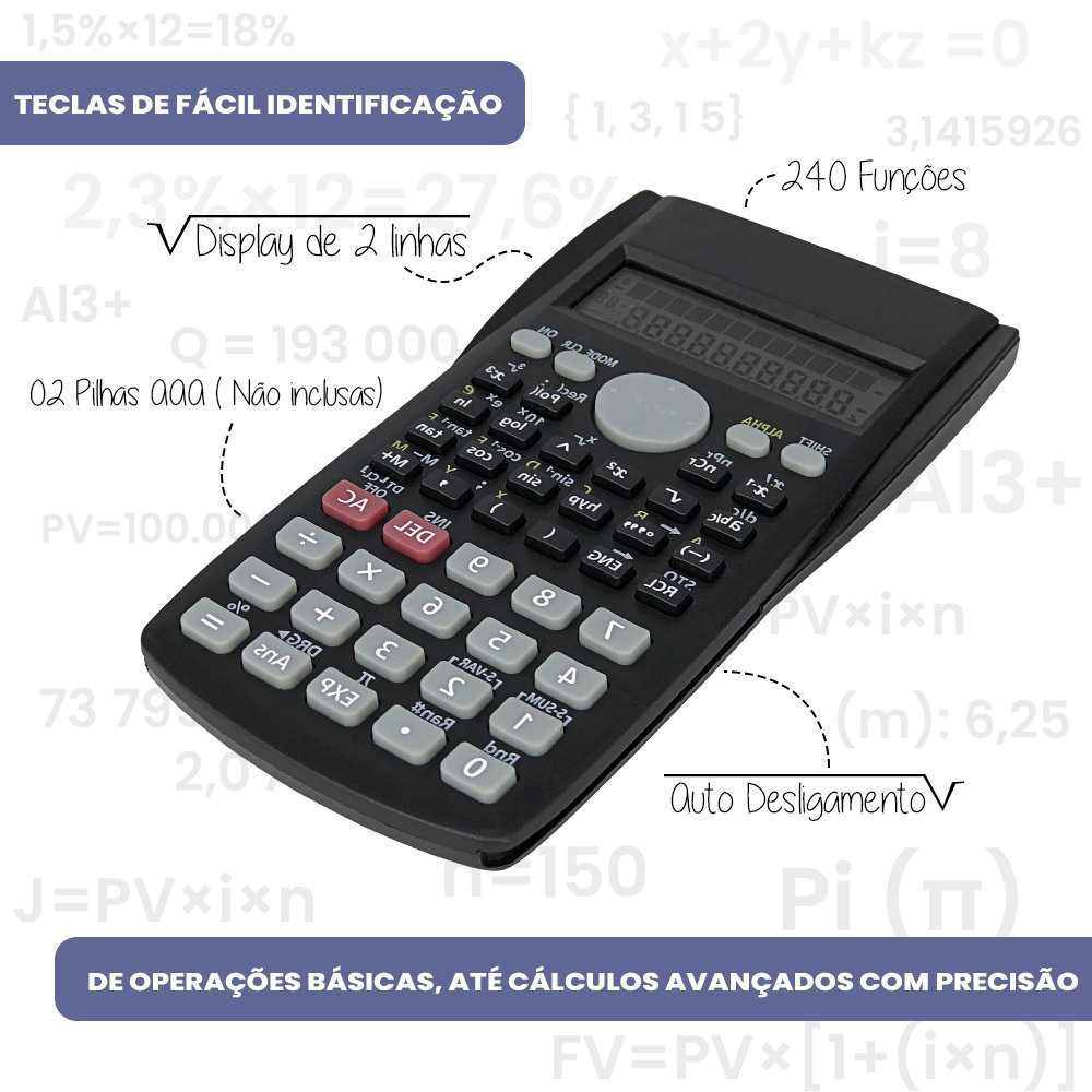 Calculadora Científica TOVO TS-259 - Gráficos E 360 Funções