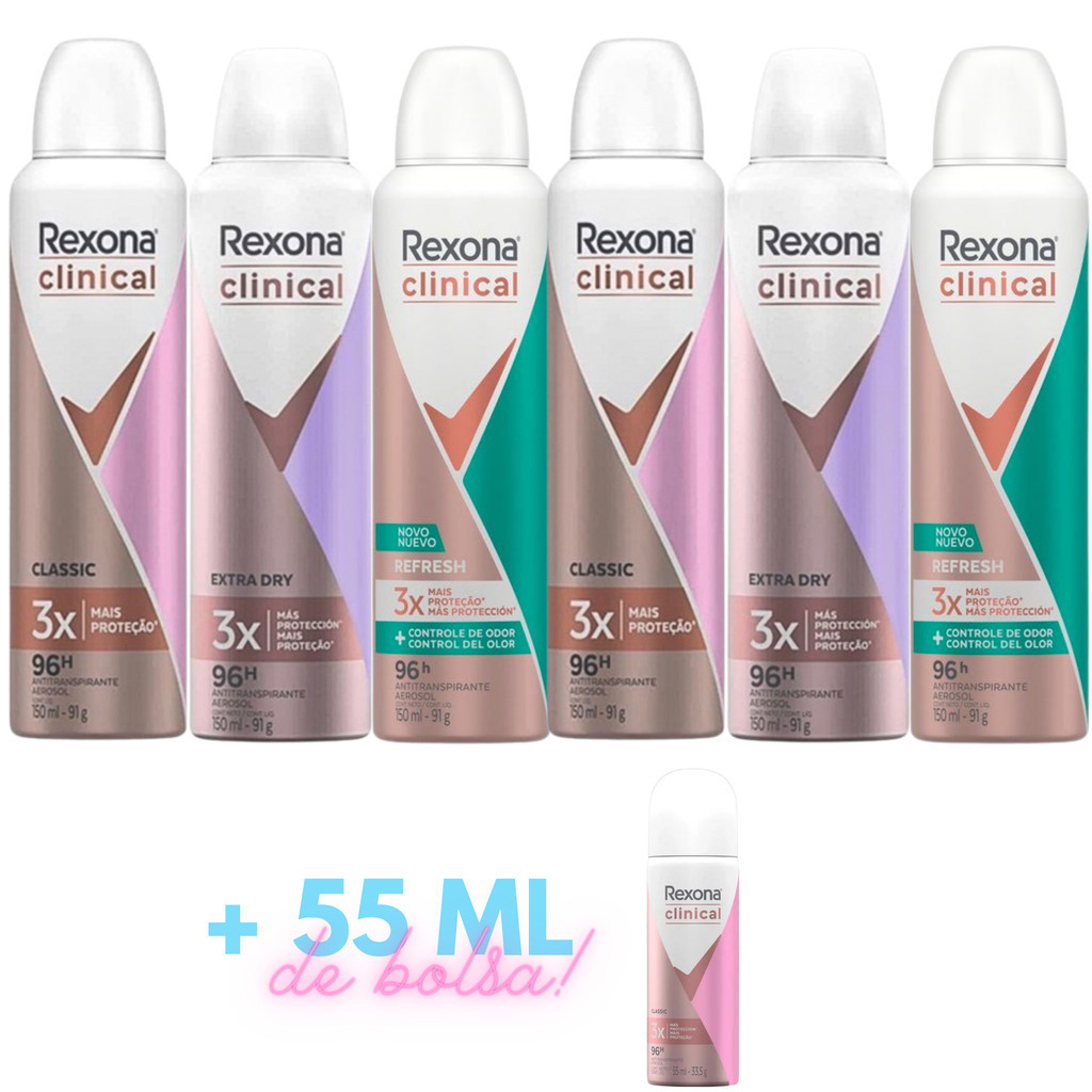 Kit Woman Rexona Clinical Aerosol Extra Dry Refresh Classic | Shopee Brasil