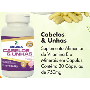 Polivitamínico para Cabelos e Unhas Vitamina 30 capsulas de 750mg