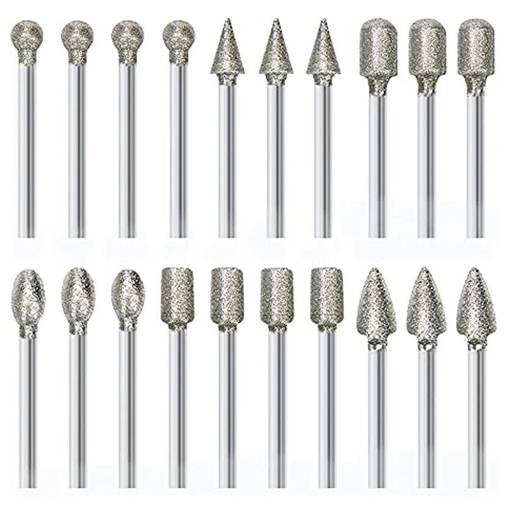 Kit 20 Pontas Diamantadas 3mm para Micro Retíficas Dremax
