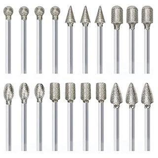 Kit 20 Pontas Diamantadas 3mm para Micro Retíficas Dremax