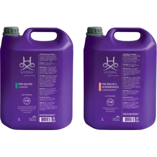 Shampoo Hydra Groomers Pet Society Pro Neutro 5L + Condicionador Brilho e Desembaraço 5L