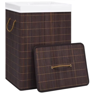 Cesto Roupa Suja 60 L Bambu Bambu Retangular Forrado Lavanderia Brinquedo Quarto Banheiro Dobrável Preço Baixo