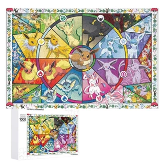 Quebra-Cabeça De 1000 Peças De Vidro Manchado Colorido Pokemon Eevee 300 E Pôster 1 : 1 De Tamanho Normal Incluído 500