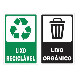 Kit Com 2 Placa Pvc Lixo Reciclável Lixo Orgânico