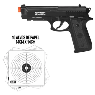 PISTOLA PRESSÃO CO2 PT92 SWISS ARMS 4.5M PISTOLA CO2 PT92 SWISS ARMS 4.5MM SLIDE FIXO FULL METAL