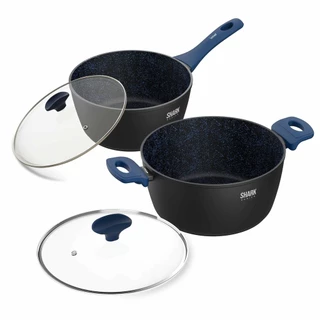 Panelas Ichef Home Family Size 24cm, Sauce 20cm com Tampas de Vidro Azul | Ichef Home Azul