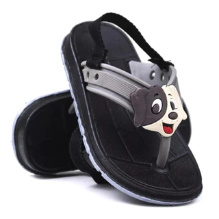 Sandália Chinelo Infantil Personagem Cachorro Preto/Cinza