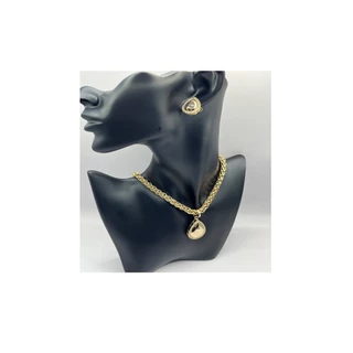 Conjunto semijóia Colar Brinco Gota Cravejado Zirconia