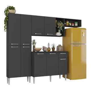 Cozinha Compacta Pequim 9 Portas MP2933 Multimóveis Preto