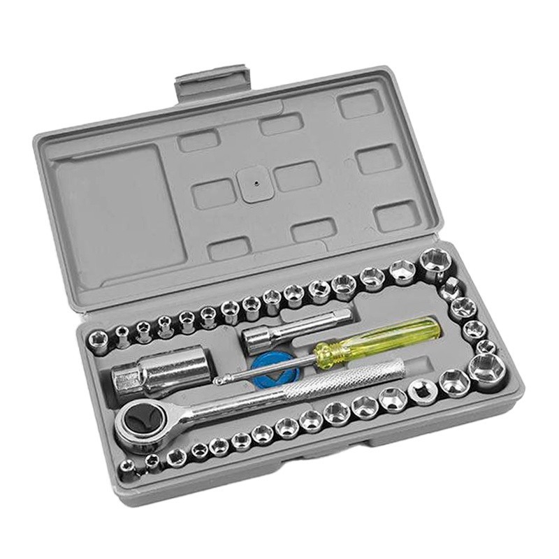 Kit Maleta Jogo Conjunto Chave catraca com soquete 40 peças reversível resistente aço inox