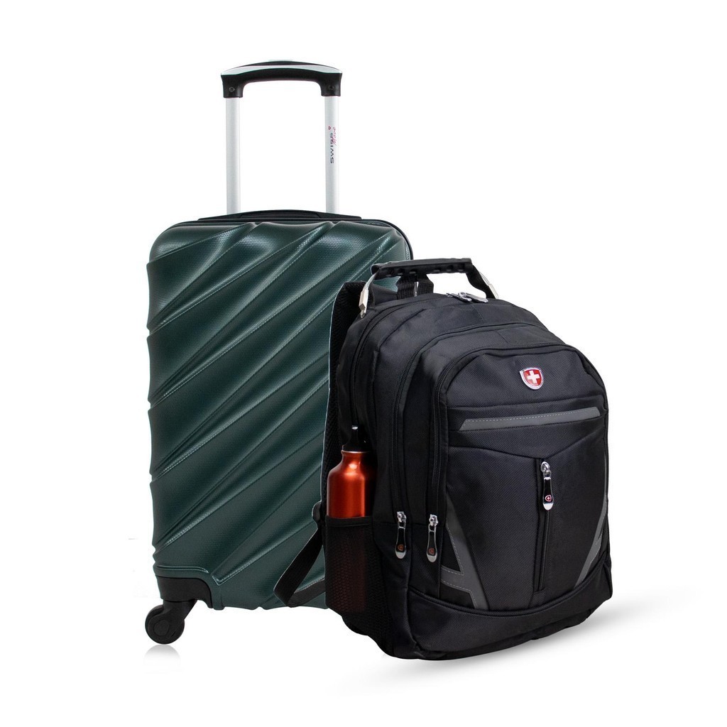 Kit mala de bordo verde Havana + Mochila Boavista Swiss Move