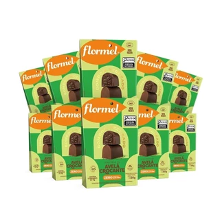 Kit Pouch Bombom Recheado C/ Creme Avelã Crocante Flormel Zero Açúcar 60G Com 10 Unidades