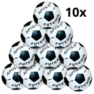Kit 10 Bolas de Futebol Apolo Preta e Branca Vinil Nº8