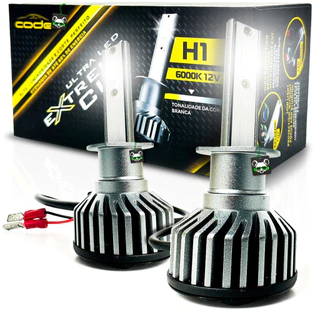 Kit Par Lampada Automotiva Ultra Led Extreme Cut 6000K 4400 Lúmens Encaixe H1 Code