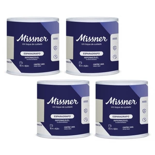 Kit 4 Esparadrapo Impermeável 5cm X 4,5m Branco - Missner