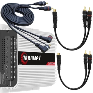 Módulo Taramps TS800x4 2 Ohms + Cabo RCA KX3 1,5 Metros + 2 Cabos Y 2 Machos / 1 Fêmea em Oferta na Shopee