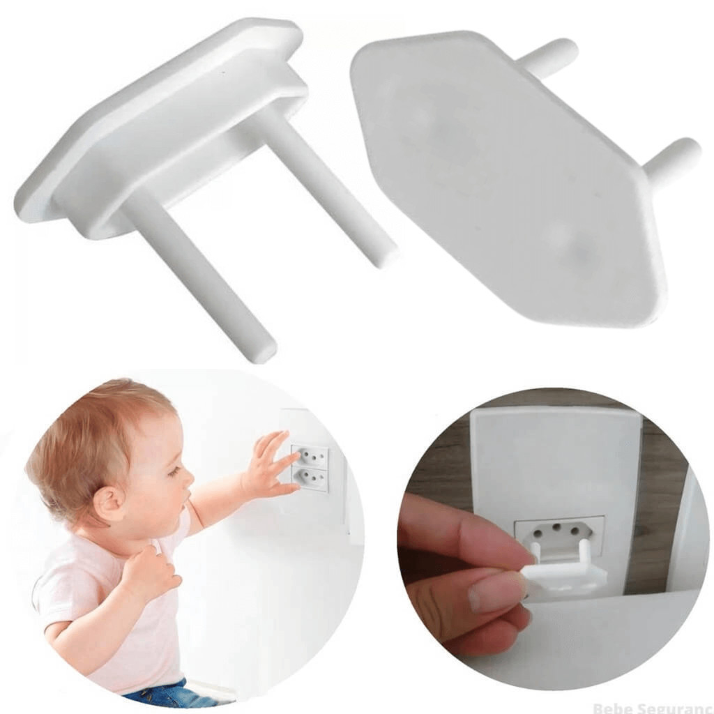 Kit 12 Protetor de Tomada Bebê Segurança Contra Choque Elétrico