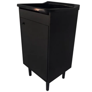 Tanque De Lavanderia 22l Com Armário Gabinete Preto Black 46cm