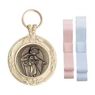 Medalhão Metal de Berço Anjo Da Guarda Proteção com Fitinhas em Oferta na Shopee