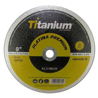 Disco de corte fino para metal e inox 9" x 7/8" x 2 mm - Super Premium Titanium
