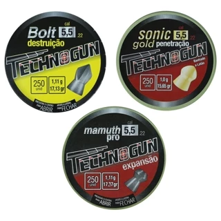 COMBO 03 CHUMBINHOS TECHNOGUN 5.5MM - BO LT DESTRUIÇÃO /SONIC GOLD /MAMUTH PRO