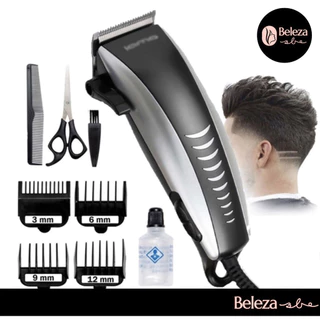 Barbeador profissional, máquina de cortar cabelo, aparador de barba, conjunto de 9 peças, elétrico, 110V