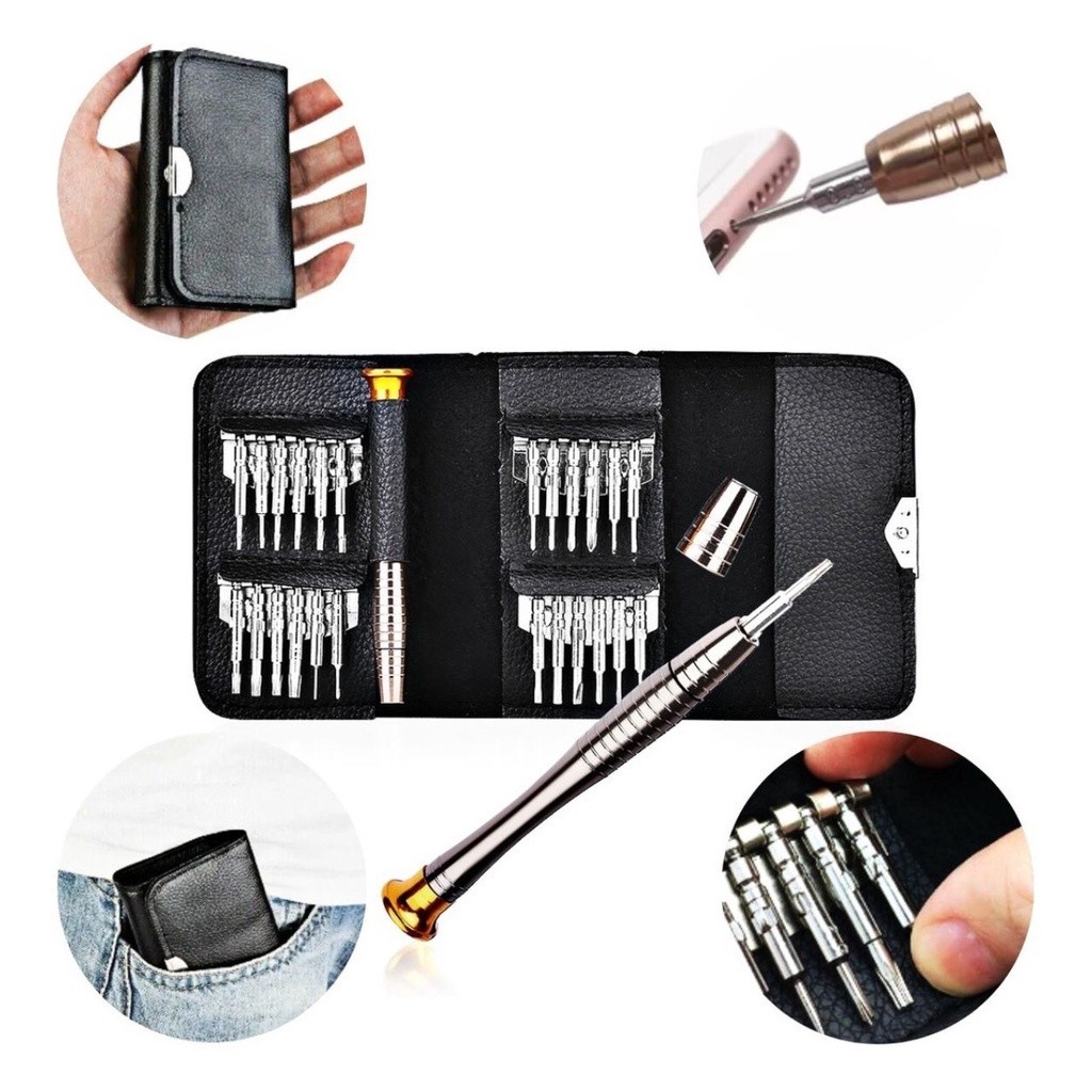 Kit Jogo Chaves Ferramenta para Manutenção Abrir Celular Tablet Iphone Android ssd 25 peças PRO-CKM2501
