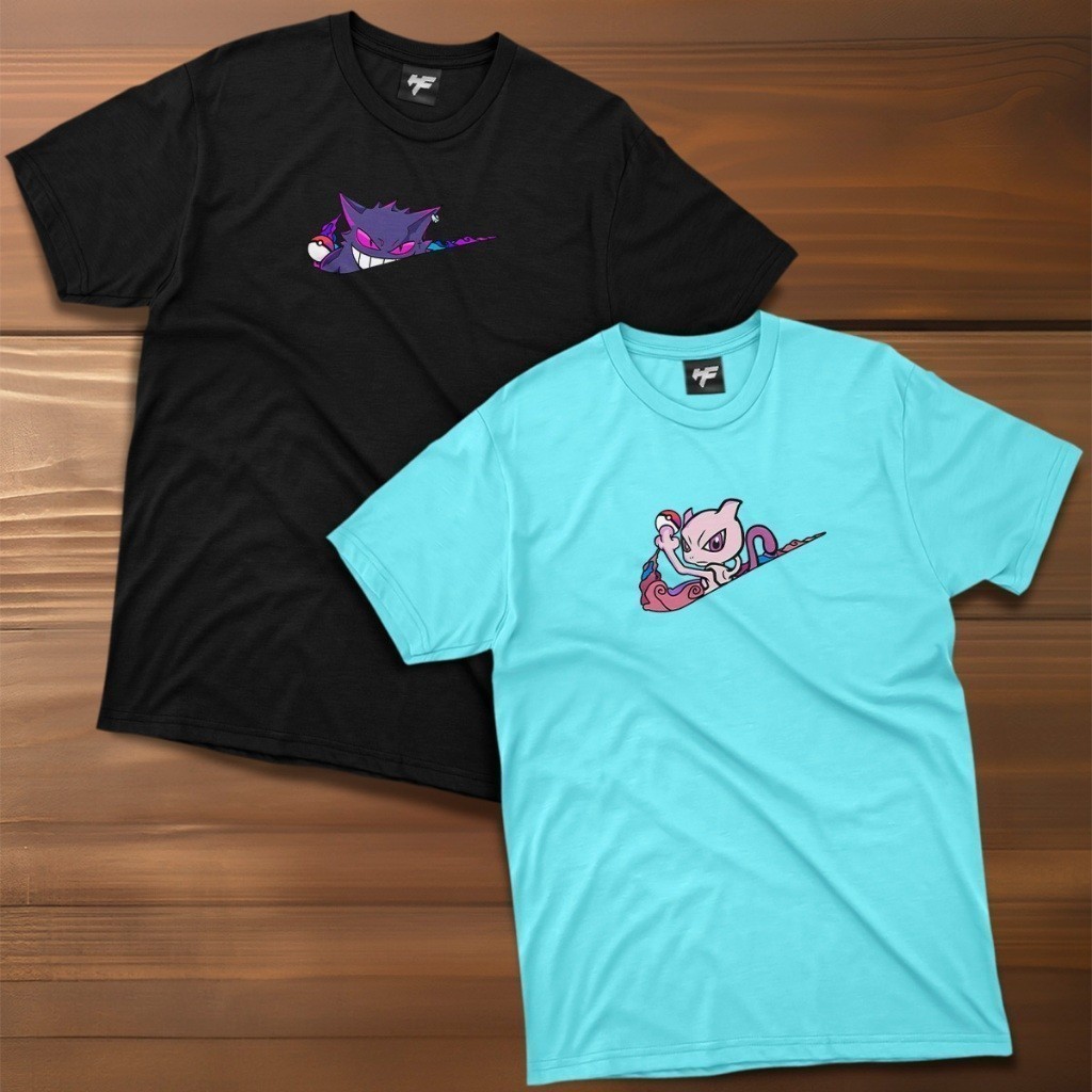 KIT 2 Camisetas Gengar e Mewtwo N Dark Camisa 100% Algodao IPJ2