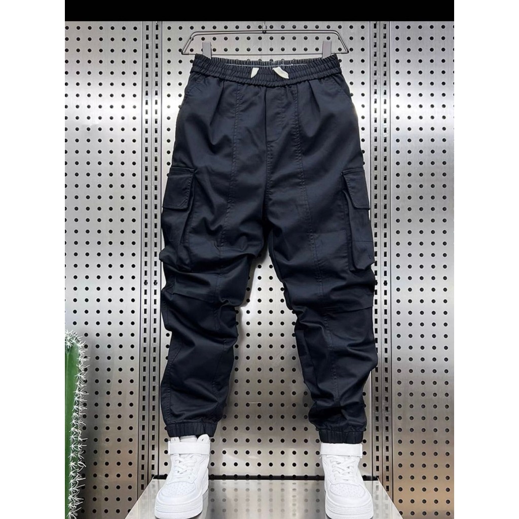 Calça Masculina Jogger Cargo Balão Sarja Com Punho