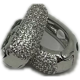 Brinco Semijóia Argola Oval Cravejado Zirconia Ouro Branco