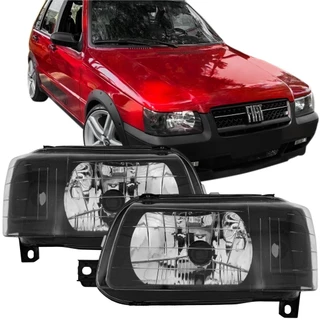 Par Farol Fiat Uno Fire Mille Fiorino 2004 05 06 07 À 2013 Máscara Preta