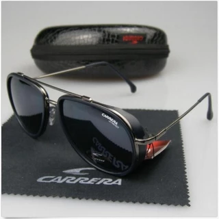 Novo estilo moda masculina óculos de sol retrô grande armação Metal Oval polarizada proteção ultravioleta